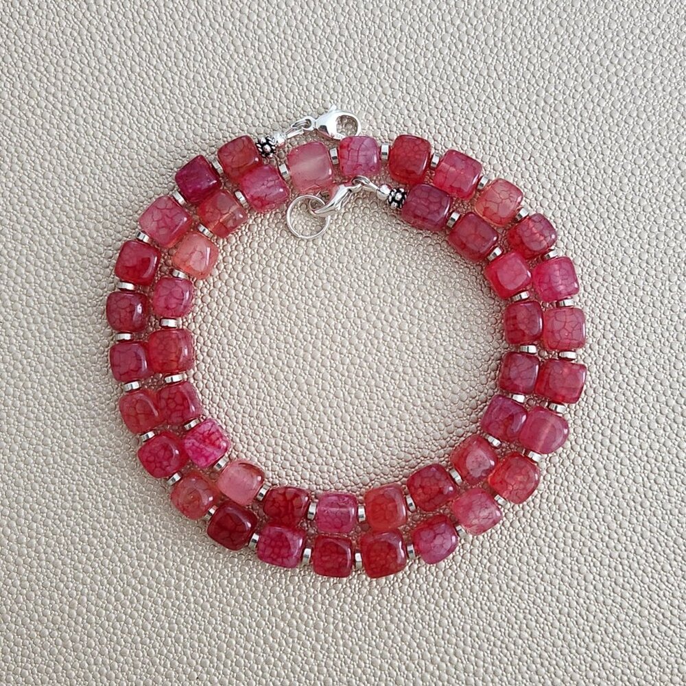 RED CRACKLE AGATE NECKLACE--18"